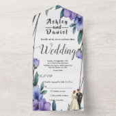 Elegante Rustieke Bloemen Krans Bruid Bruidegom Hu All In One Uitnodiging (Binnen)