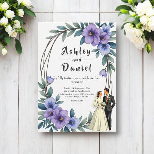 Elegante Rustieke Bloemen Krans Bruid Bruidegom Hu Kaart