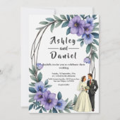 Elegante Rustieke Bloemen Krans Bruid Bruidegom Hu Kaart (Voorkant)