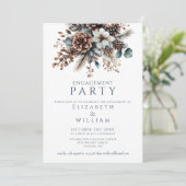 Elegante Rustieke Bloemen Pinecone Engagement Part Kaart (Staand voorkant)