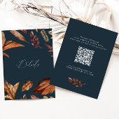 Elegante Rustieke Bloemen QR code Bruiloft Marine Informatiekaartje