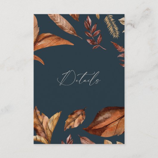 Elegante Rustieke Bloemen QR code Bruiloft Marine Informatiekaartje (Voorkant)