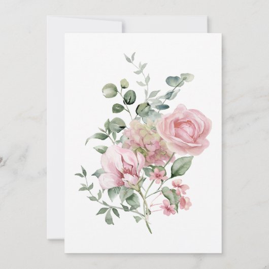 Elegante rustieke bloemen roze rozen botanische br kaart (Achterkant)