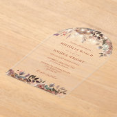 Elegante Rustieke Bloemen String Lichten Boog Huwe Acryl Uitnodigingen (Laagn)