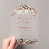 Elegante Rustieke Bloemen String Lichten Boog Huwe Acryl Uitnodigingen (Insitu (Draagbaar))