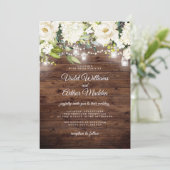 Elegante Rustieke Bloemen String Lights Wedding Kaart (Staand voorkant)