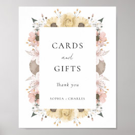 Elegante rustieke bloemen trouwkaarten en geschenk poster