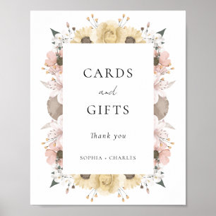 Elegante rustieke bloemen trouwkaarten en geschenk poster
