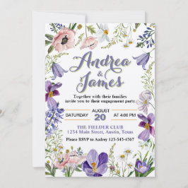 Elegante rustieke bloemen verlovingsfeest kaart