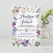 Elegante rustieke bloemen verlovingsfeest kaart (Staand voorkant)