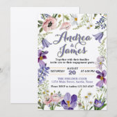 Elegante rustieke bloemen verlovingsfeest kaart (Voorkant / Achterkant)