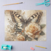 Elegante rustieke bloemen vlinder decoupage tissuepapier (Craft)