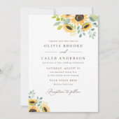 Elegante rustieke Bloemen Zonnebloem bruiloft Kaart (Voorkant)