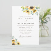 Elegante rustieke Bloemen Zonnebloem bruiloft Kaart (Staand voorkant)