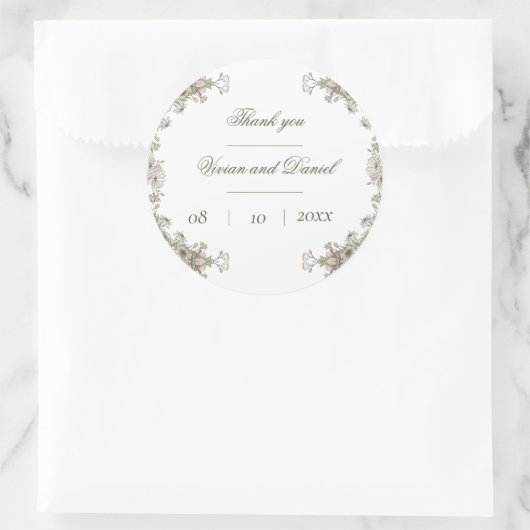 Elegante rustieke bloemenbruiloft Dank u Sticker (Tas)