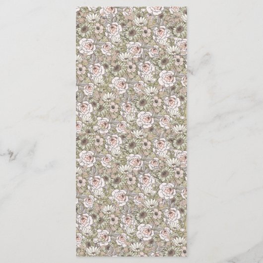 Elegante rustieke bloemenbruiloft menu (Achterkant)