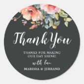 Elegante rustieke bloemengoud Lijst bruiloft gunst Ronde Sticker (Voorkant)