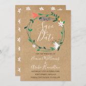 Elegante Rustieke Bloemenguirlande Bewaar de datu Save The Date (Voorkant / Achterkant)