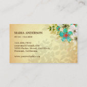 Elegante rustieke bloemenharp muziekleraar visitekaartje (Achterkant)