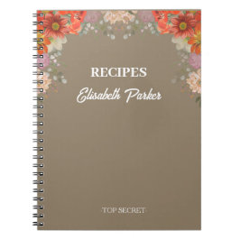 Elegante rustieke bloemenkleuren keuken kookboek r notitieboek