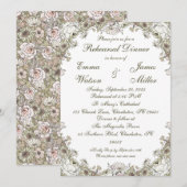 Elegante rustieke bloemenrepetitie diner uitnodigi kaart (Voorkant / Achterkant)