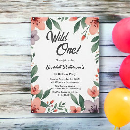 Elegante rustieke bloementuin zomer 1e verjaardag kaart