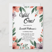 Elegante rustieke bloementuin zomer 1e verjaardag kaart (Voorkant)