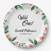 Elegante rustieke bloementuin zomer 1e verjaardag papieren bordje (Voorkant)