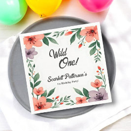 Elegante rustieke bloementuin zomer 1e verjaardag servet