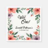 Elegante rustieke bloementuin zomer 1e verjaardag servet (Voorkant)