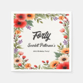 Elegante rustieke bloementuin zomer 40e verjaardag servet (Voorkant)