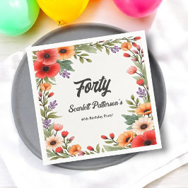 Elegante rustieke bloementuin zomer 40e verjaardag servet