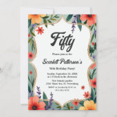 Elegante rustieke bloementuin zomer 50e verjaardag kaart (Voorkant)