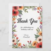 Elegante rustieke bloementuin zomerverjaardag bedankkaart (Voorkant)