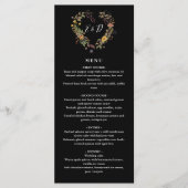 Elegante Rustieke Bloemhart Bruiloft Diner Menu (Voorkant)