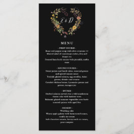 Elegante Rustieke Bloemhart Bruiloft Diner Menu