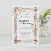 Elegante Rustieke Bloemige Bruiloft Kaart (Staand voorkant)