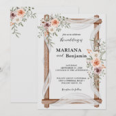 Elegante Rustieke Bloemige Bruiloft Kaart (Voorkant / Achterkant)