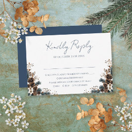 Elegante Rustieke Bloemige Denneappels Bruiloft RSVP Kaartje