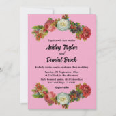Elegante rustieke blush roze zomer bloemenbruiloft kaart (Voorkant)