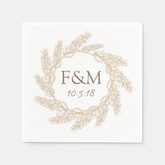 Elegante rustieke boerderij tarwe krans servet (Voorkant)