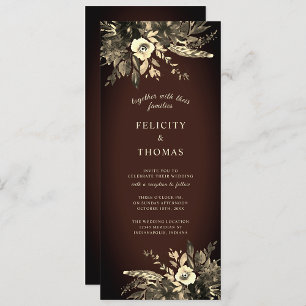 Elegante rustieke Boho aardse bruine bloemenbruilo Kaart