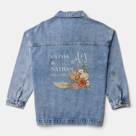 Elegante Rustieke Boho Bloem Bruids Denim Jas Jacket