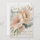 Elegante Rustieke Boho Bloemen Huwelijk Save the D Kaart (Voorkant)