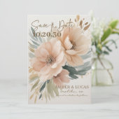 Elegante Rustieke Boho Bloemen Huwelijk Save the D Kaart (Staand voorkant)