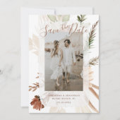 Elegante Rustieke Boho Bloemige Pampas Save The Da Date (Voorkant)