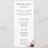 Elegante rustieke Boho Blush Roze Bloemen Huwelijk Programmakaart (Achterkant)