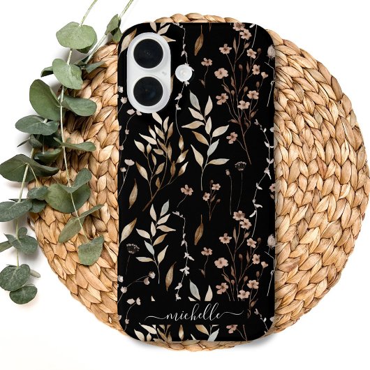 Elegante rustieke Boho Brown Floral Botanical Case-Mate iPhone Case