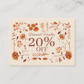 Elegante rustieke Boho Brown Herfst Bloemen Kortingskaartje (Voorkant)