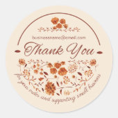 Elegante rustieke Boho Brown Herfst Bloemen Ronde Sticker (Voorkant)